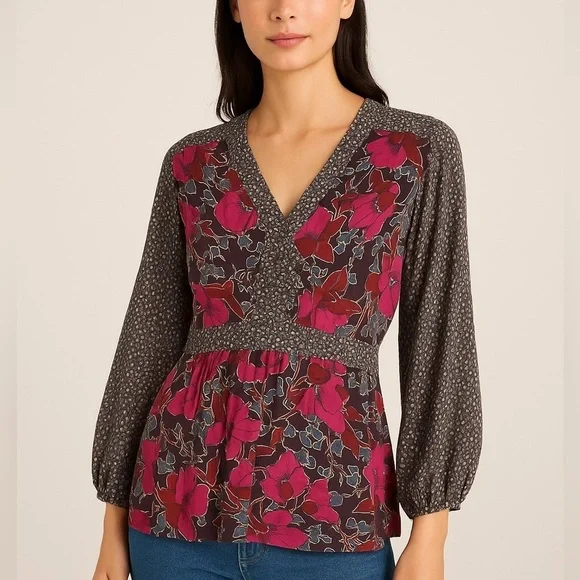 Anthropologie Edme Esyllte Silk Long Sleeve Blouse Size 0 XS Boho Fairy - Picture 9 of 9